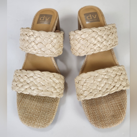 Dolce Vita Raffia Stacey Block Heel Slip On Sandal Size 10 - Picture 4 of 10
